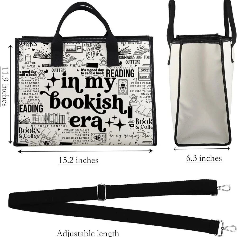 Bookish Canvas Tote Bag Reading Lover Gift Bookworm Shopper